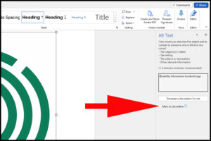 Image showing how to set an image as decorative so it will be ignored by a screen reader