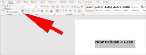 Image showing how to make text bold in Word 365