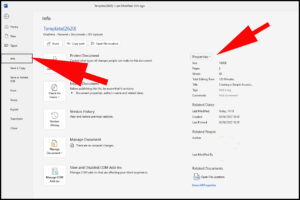 Image showing how to access a documents properties in word 365