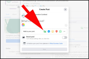 Image showing how to insert a video in facebook desktop