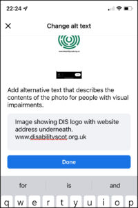 image showing the alt text box in facebook