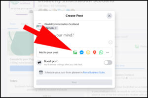 Image showing how to insert an image into facebook post