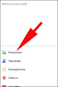 image showing how to choose photo and video in facebook