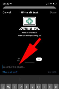 Image showing the image description area in Twitter
