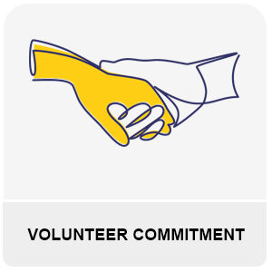 Link to volunteer commitment page. image shows two hands held above text volunteer commitment