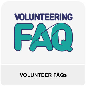 Link to volunteering faq page. image shows text volunteering faq