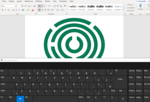 Image shows Microsoft Word document with on-screen keyboard