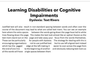 Image shows an example of text rivers in a justified document