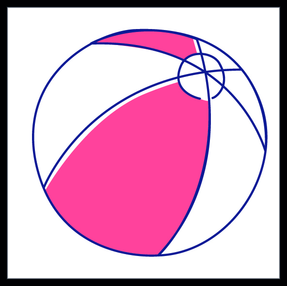 a graphic representing a red and white beach ball