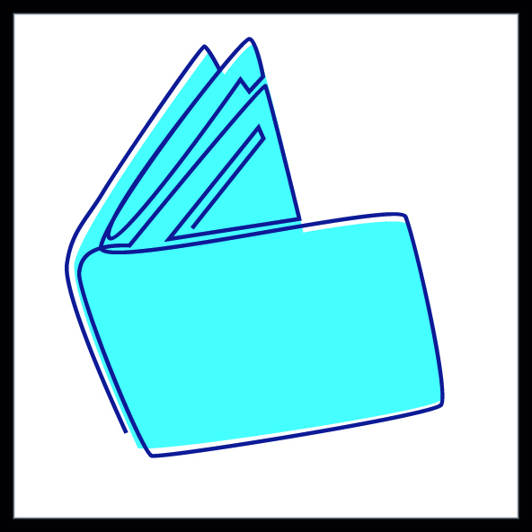 a graphic representing a blue wallet