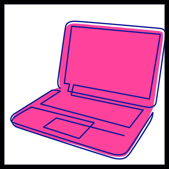 a graphic representing a laptop in red
